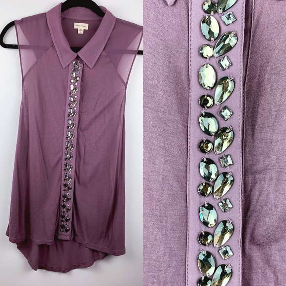 silence + noise Tops - 3/$24 Silence + Noise Sleeveless Jeweled Mesh Top